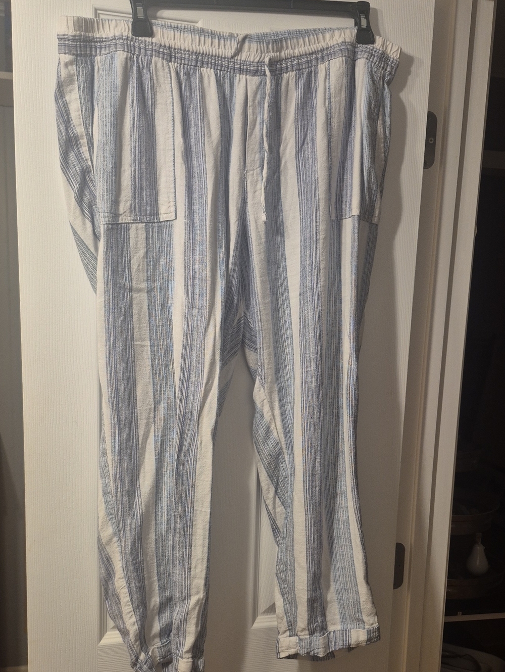 Old Navy Blue and White Striped Drawstring Joggers